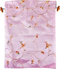 Wrapables Beautiful Embroidered Silk Travel Bag for Lingerie & Shoes - Pink 