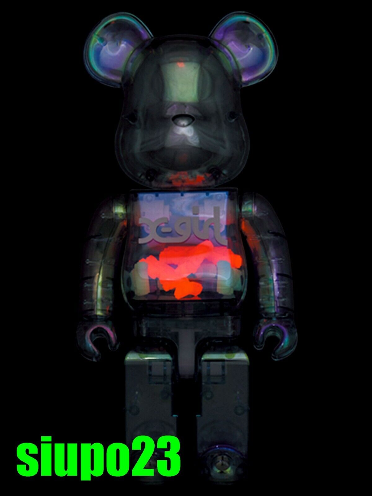 Medicom 400% + 100% Bearbrick ~ X-Girl Be@rbrick 2021 Blue Clear