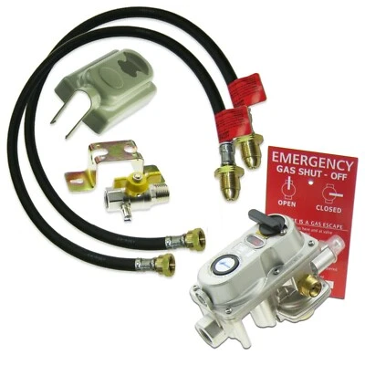 CPUK 2 BOTTLE AUTO CHANGE OVER GAS REGULATOR KIT WITH OPSO 35" LONG HOSES LPG PROPANE