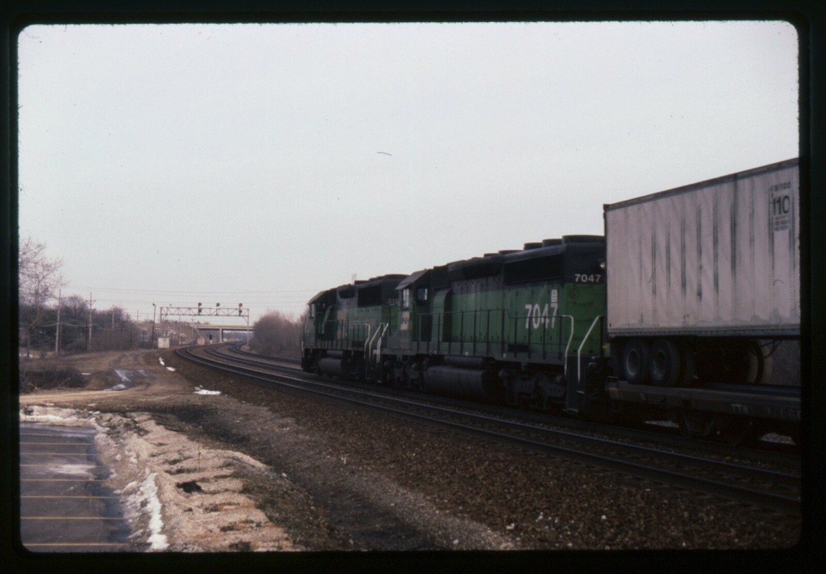 Railroad Slide - Burlington Northern #7047 Locomotive 1991