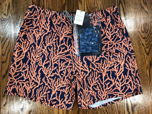 Peter Millar Crown Grow a Spine Print Swim Trunk Men's Size XL Multicolor $100