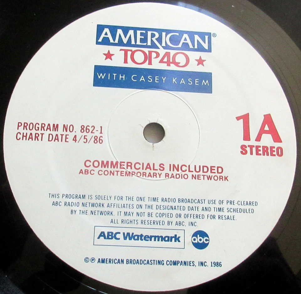 Casey Kasem American Top 40 April 5, 1986 04/05/86 LP John Taylor Falco Opus OMD Foto 2 de 4