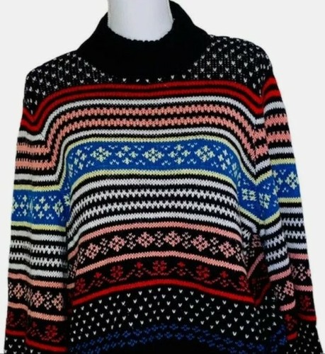 American Eagle Women Oversized Pullover Sweater Holiday Cozy Boho Multi Medium - Picture 3 of 3