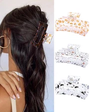 Cute Flower Hair Claw Clips - 3 Pieces Summer Hair Clips for WomenNon-Slip St...