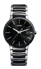 Rado Centrix Black Dial Unisex Watch, ceramic bracelet with titanium clasp.