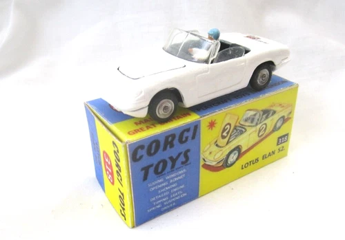 VINTAGE CORGI No.318 LOTUS ELAN S2 SPORTS CAR. WITH FREE POSAGE & A CRAFTED BOX.
