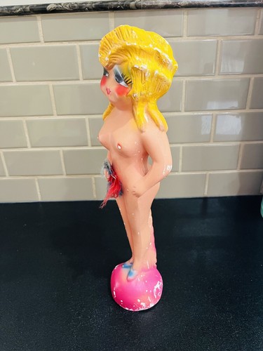 VINTAGE SELTENE BURLESQUE KARNEVAL KREIDEWARE FAN TÄNZER - HANDBEMALT 16 ZOLL GROSS - Bild 8 von 13