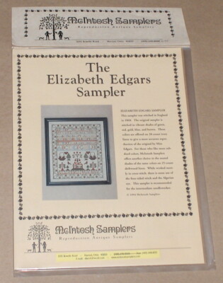 McIntosh Samplers ''The Elizabeth Edgars Sampler'' Cross Stitch Pattern NIP