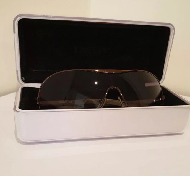 DKNY Brown Gold Sunglasses Shield Aviator Style Eyewear Lens DY5014 w