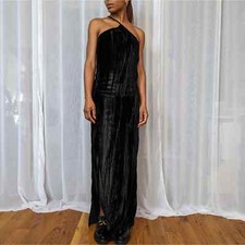 Black Velvet Cocktail Maxi Dress - Mango | Size 2 Small
