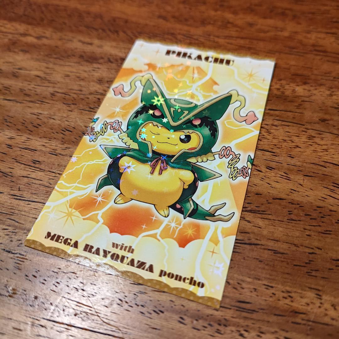 Poncho Wearing Pikachu Mega Rayquaza Business Card XY Poncho Wearing Pikachu Mega Rayquaza Business Card XY