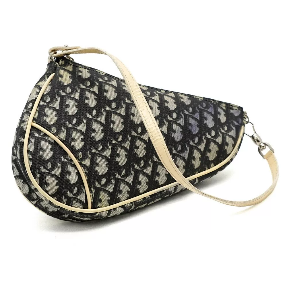 Christian Dior Trotter sacoche selle sac à main une bandoulière noir blanc occasion