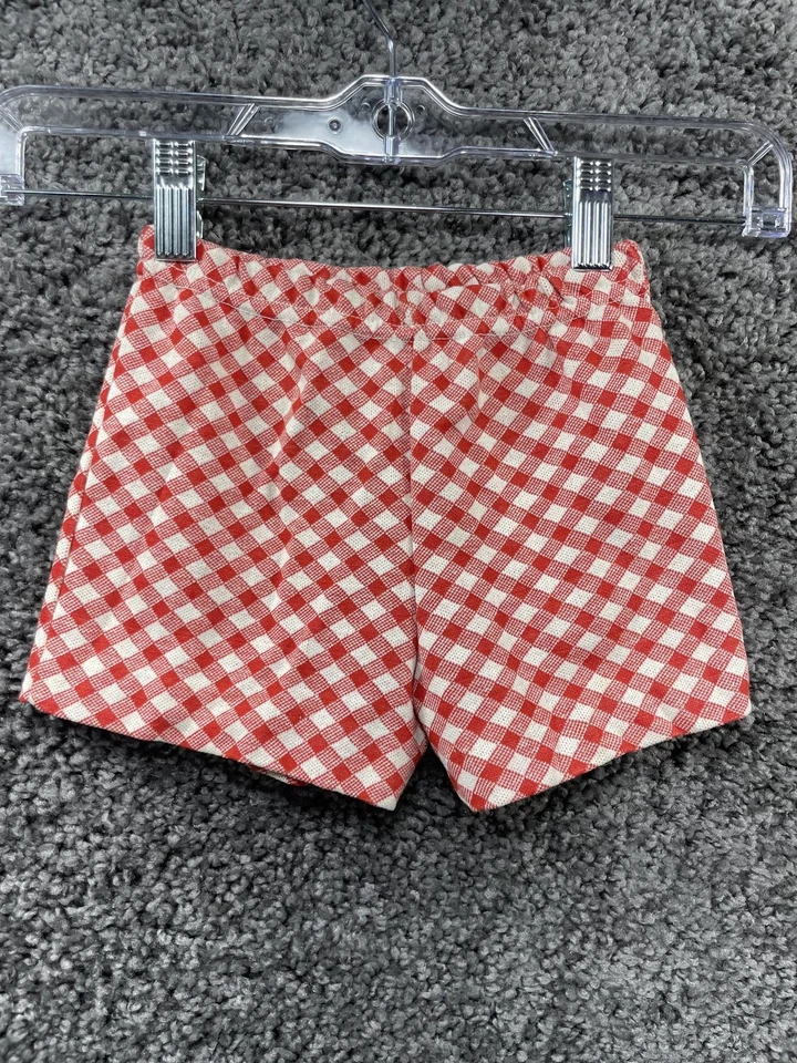 Pantalones Cortos Vintage Años 70 Gingham Health Tex Niños Unisex Rojo y Blanco A Cuadros Talla 4 Foto 4 de 4