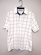 Arnold Palmer Golf Shirt Size Medium White Blue Stripe Vintage Mens