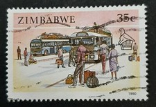 Zimbabwe: 1990 - Transport - 35c Buses and Passengers - Used Stamp