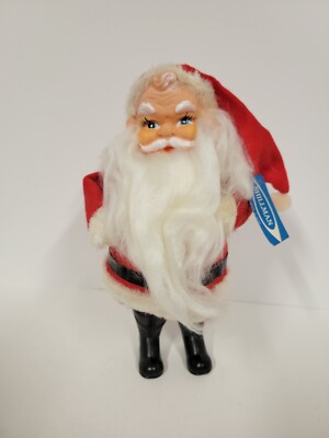 Vintage Christmas Santa Claus plush with vinyl face Plastic Boots 8