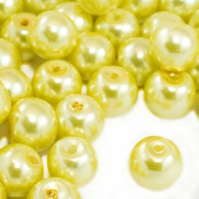 LEMON YELLOW GOLD Round Glass Pearl Beads HIGH QUALITY 200x4mm 140x6mm 100x8mm - Image 1 of 3