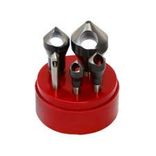 5 PC HSS 82 Degree Countersinks & Deburring Tool Set Straight Shank 1/16-9/16