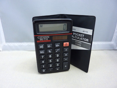 JAPANISCHER VINTAGE TASCHENRECHNER CITIZEN SE-710 POCKET CALCULATOR MIT MAPPE - 