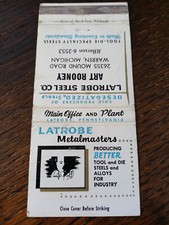 Vintage Matchcover: Art Rooney, Latrobe Steel, Warren, MI