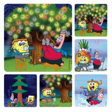 25 Licensed SpongeBob Christmas Stickers, 2.5" x 2.5" each, Party Favors