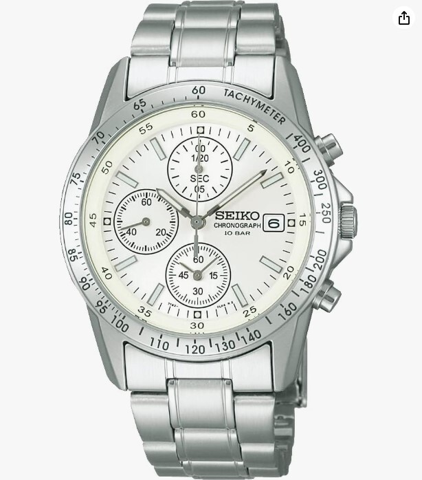 Seiko SBTQ039 White Men's Wristwatch_ Quartz Chronograph From