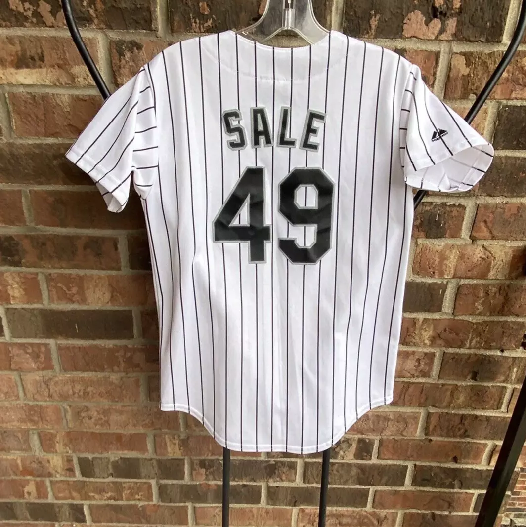 MLB Chicago White Sox Chris Sale 49 Majestic Button Front Stripe Jersey  Youth M