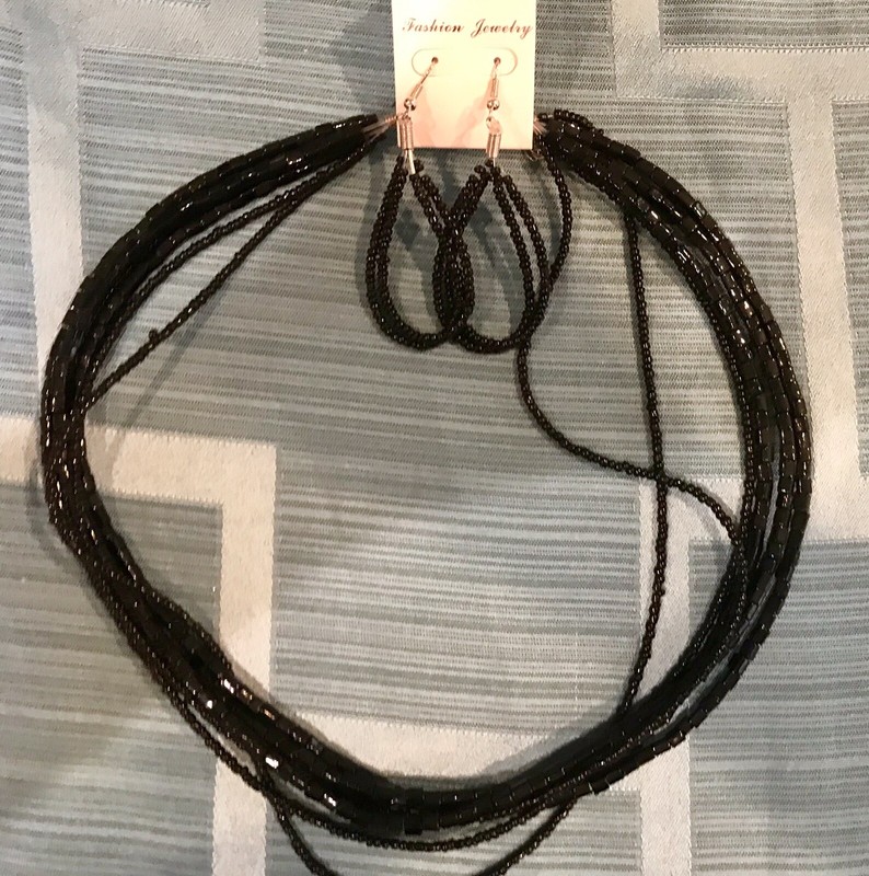 Handcrafted Beaded 16” Necklace And Earring Set