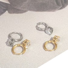 Hoop Earrings for Women Girls Minimalist Tiny Round Cubic Zirconia Diamond Drop