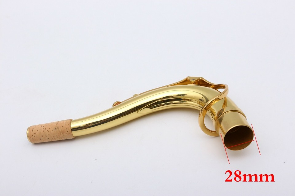 Tenor Sax neck gold lacquer brass material Saxophone neck Woodwind 28mm