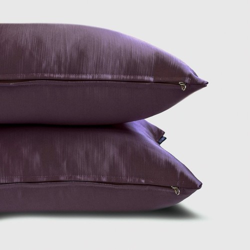 Lilac Satin Solid Set of 2, Lumbar Pillow Cover - Lilac Slub Satin - Picture 10 of 11