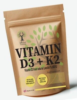 Vitamin D3 10000iu K2 200 mcg Bestes natürliches Pulver Vitamin D3 K2 MK7 Kapseln