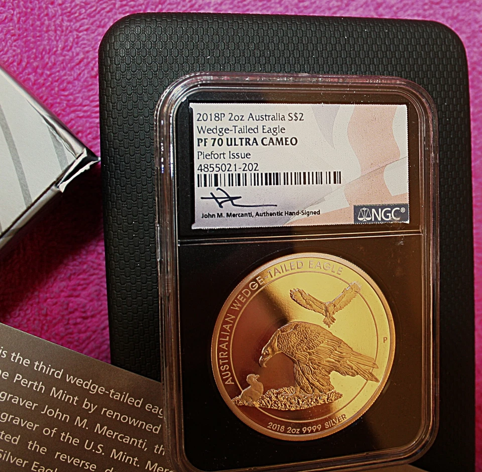 2018P 2oz AUSTR S$2 WEDG-TAILED EAG-NGC PF70 UC-PIEFORT ISSUE-LAST ONE, MERCANTI - Imagem 4 de 4