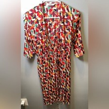 Tucker Women's Silk Wrap Dress 1/2 Sleeve Artsy Size Small