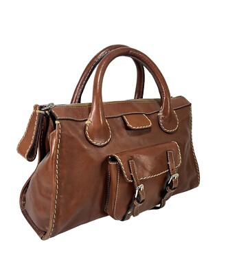 Vintage Chloe Edith ~ Medium Brown Top Handle Leather Tote Bag