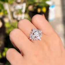 White Gold Plated CZ Wedding Engagement Party Ring Trendy Jewelry Accessories 