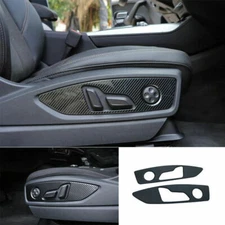 For Audi Q5 2018-23 Carbon Fiber Steel Seat Button Handle Panel Cover Trim 2PCS