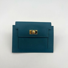 Hermes Epsom Kelly Pocket Compact Wallet Purse in Vert Bosphore