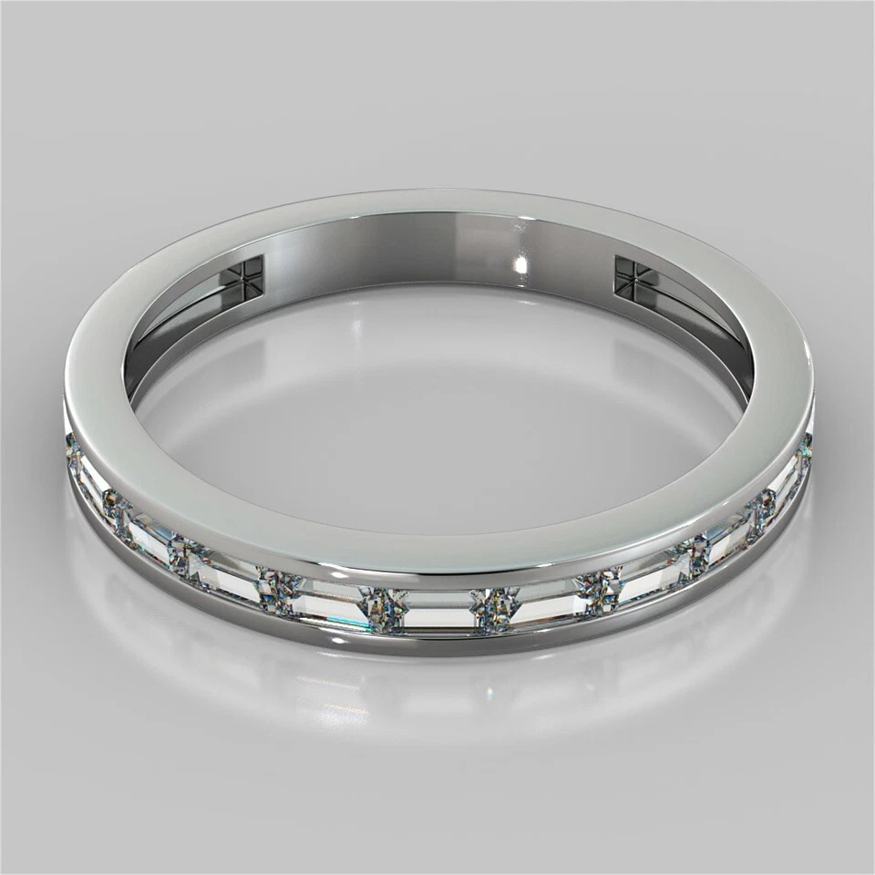 14K White Gold Baguette Cut Moissanite Engagement Ring Eternity for Women - Image 3 of 4