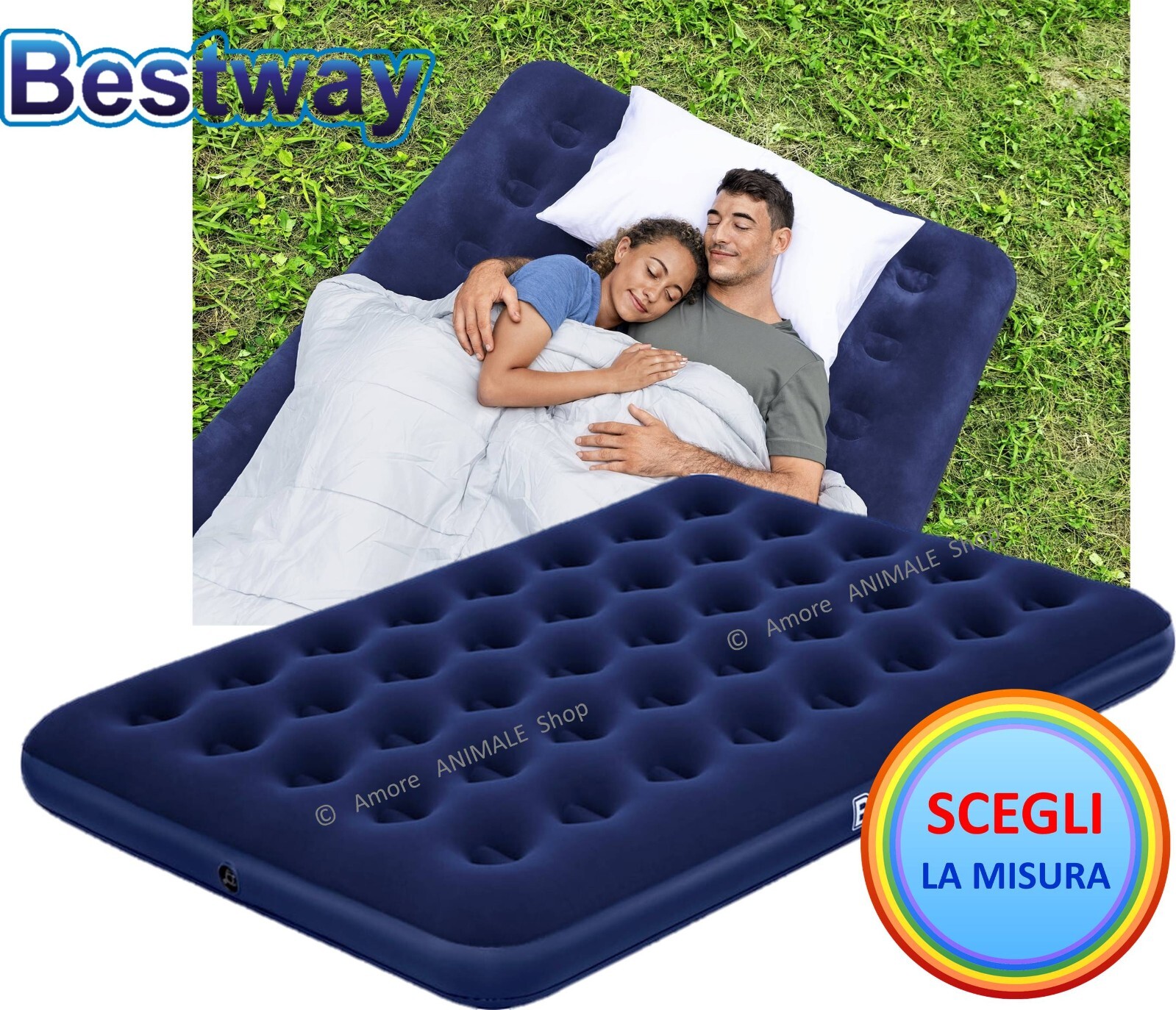 Bestway AIRBED Azul → 203x152x22 Cm Colchón Inflable Casa, Camping / 67002