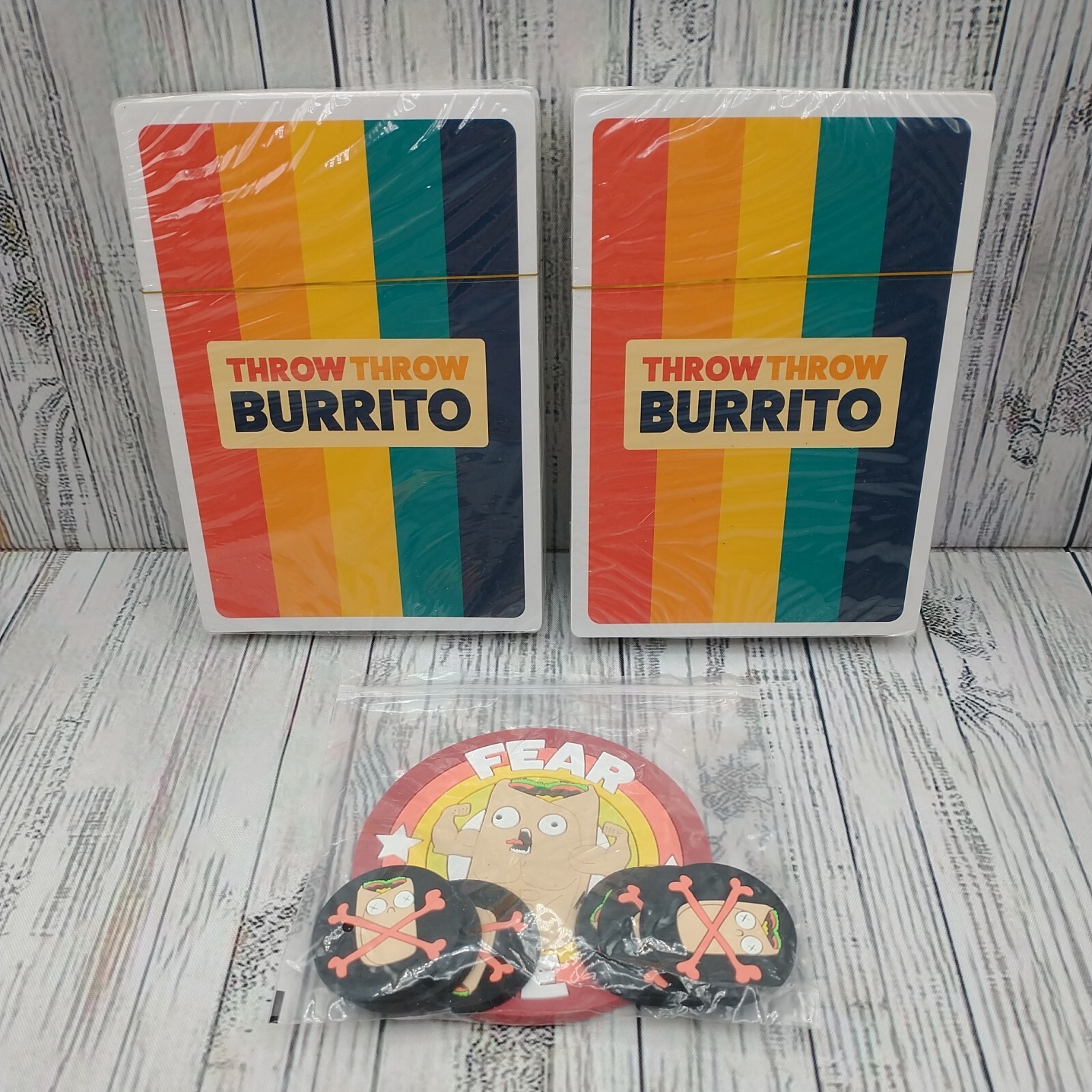 Throw Throw Burrito Game Replacement Cards Fear Me Badge & Bruises