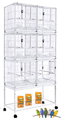 TRIPLE Stacker With Center Divided Breeder Breeding Nest Doors Bird Rolling Cage