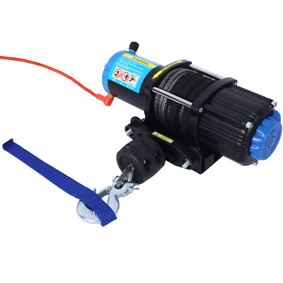 4500 lb 12V Waterproof Synthetic Rope Trailer Electric Winch for ATV UTV Towing