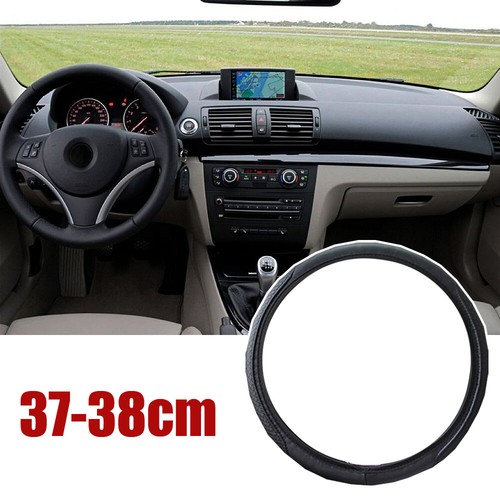 Accesorios antideslizantes transpirables para el volante de automóvil de cuero negro de 15 - Imagen 6 de 6