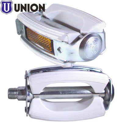 UNION VINTAGE PEDAL WHITE BIKE MOPED MOTORCYCLE RETRO CLASSIC 9/16'' FLAT SOLEX