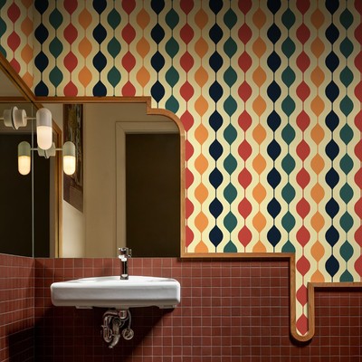 Abstract Wavy Wallpaper Peel and Stick Colorful Stickers 17.3''X118'' Room Decor