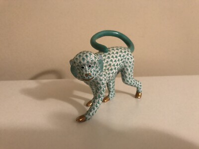 Herend Walking Monkey. Great Condition. Made in Hungary. Mint Fishnet
