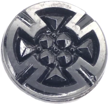 C1880s Antique Victorian Black Glass Intaglio Iron Maltese Templar Cross Button