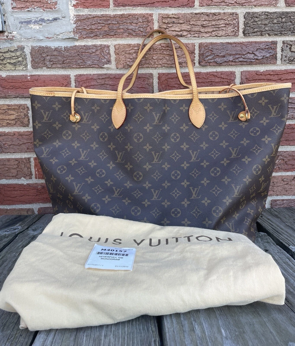 Louis Vuitton Neverfull GM Monogram Canvas Tote Bag with yellow interior