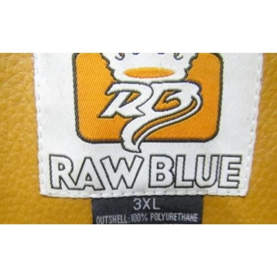 Vintage Raw Blue Leather Bomber Jacket Men 3XL Y2k Retro Realms Vintage Boho - Image 3 of 4